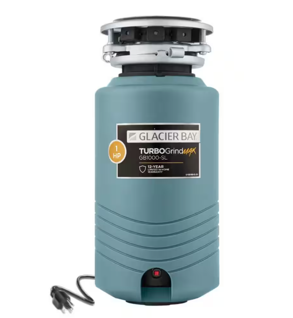 Glacier Bay TurboGrind Max 1 hp. Continuous Feed Garbage Disposal with Power Cord - open_box