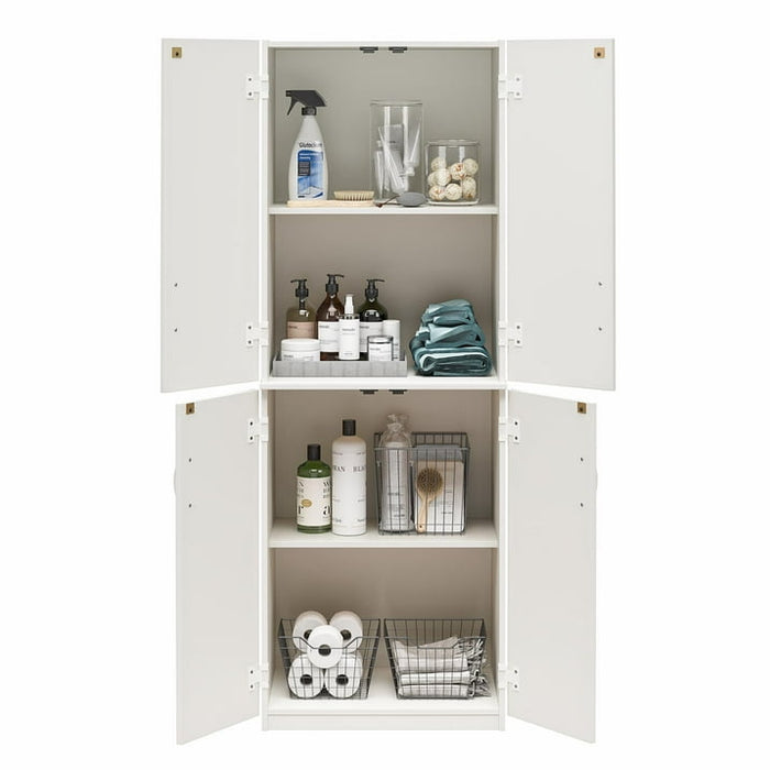 Mainstays 72" 4-Door Cabinet, White - new