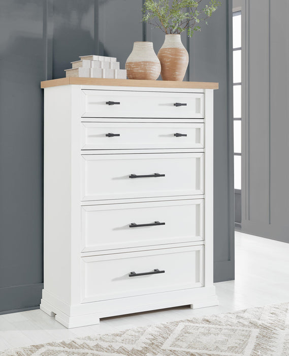 Ashbryn White/Natural Five Drawer Chest