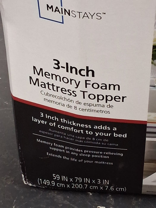Mainstays 3" Memory Foam Mattress Topper, Queen