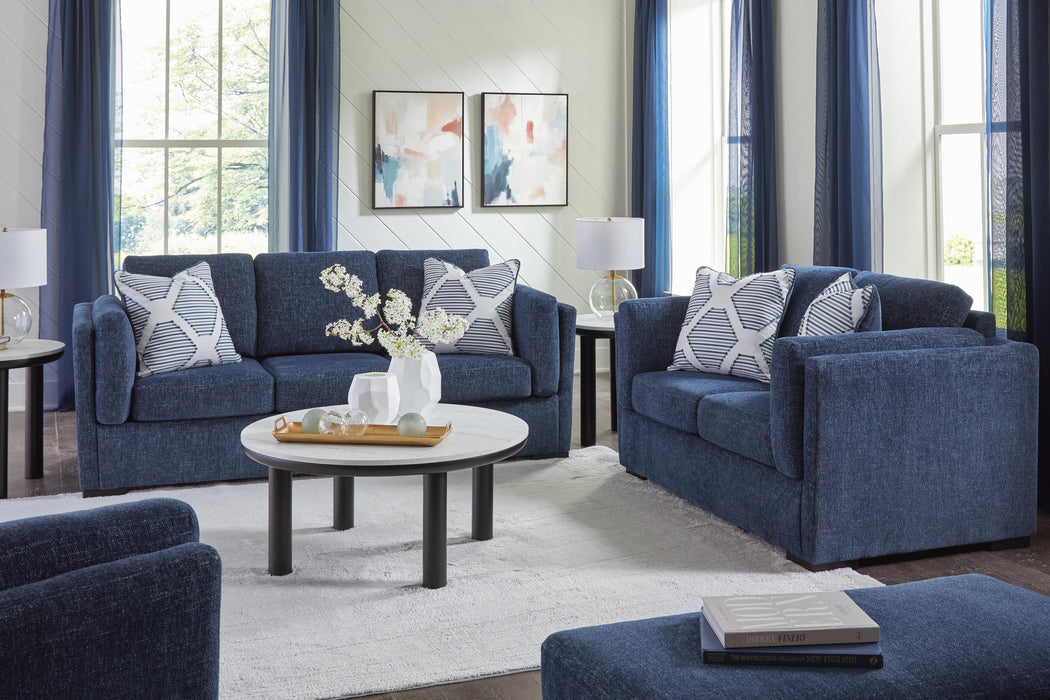 Evansley Navy Evansley Sofa, Loveseat, Chair and Ottoman