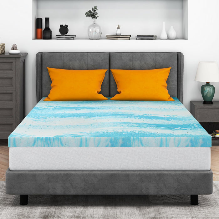 Mattress Topper Full, 4 Inch Gel Memory Foam Bed Topper for Full Size Bed, CertiPUR-US Certified, Blue - new