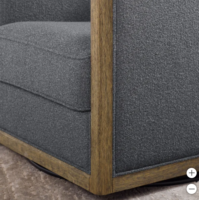 Thomasville Fabric Swivel Chair with Wood Trim - use_like_new