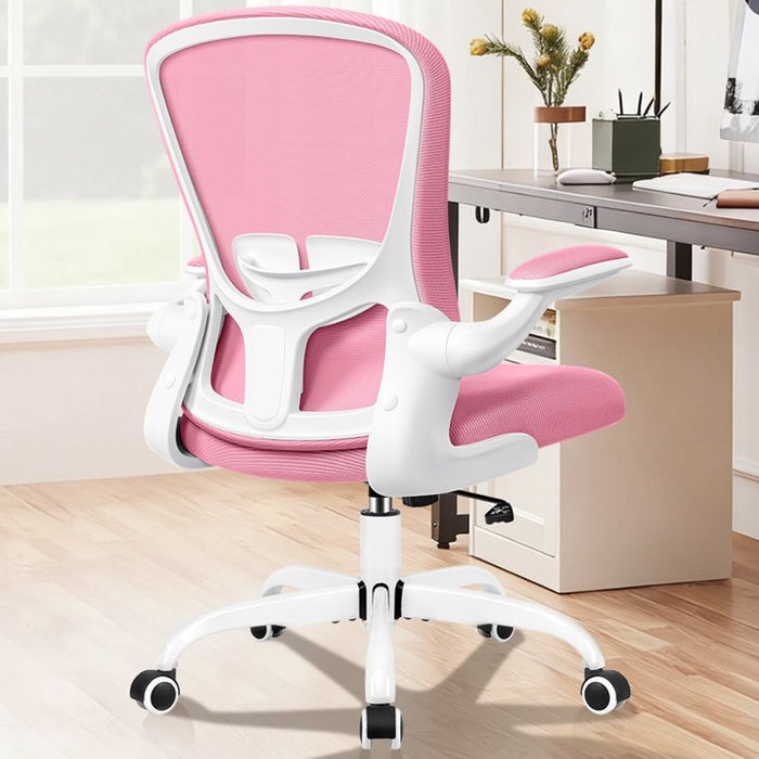 COOLHUT Office Chair, Ergonomic Desk Chair with Adjustable Lumbar Support, High Back Mesh Computer Chair with Flip-up Armrests-BIFMA Passed Task Chairs, Executive Chair for Home Office，Pink - new