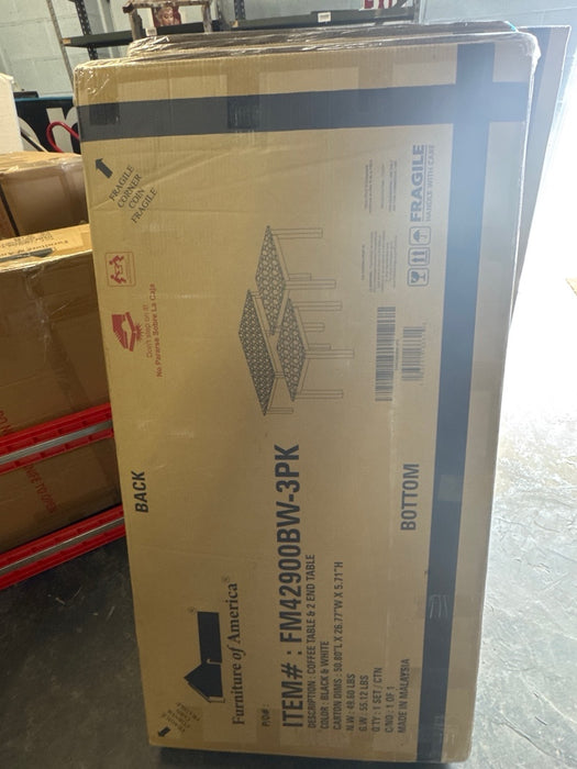 FM42900BW-3PK 3 pc Findlay black finish wood faux marble finish top coffee and end table set - new