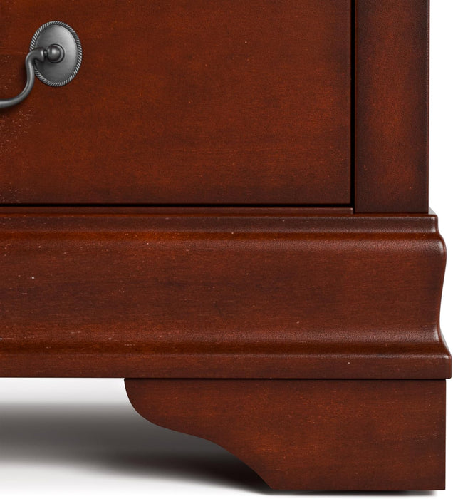 Furniture of America Arabella Traditional Solid Wood Nightstand with Drawers and Antique Nickle Handles, Small Bedside Table, No Assembly Wooden Night Stand for Bedroom, Guest Room, Dorm, Cherry -