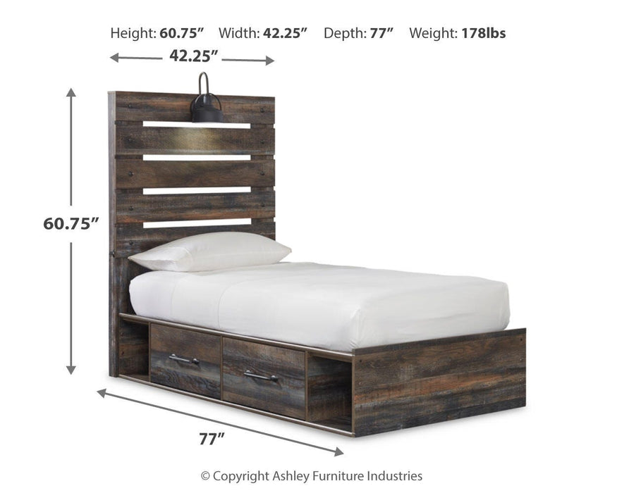 Drystan Multi Drystan Twin Panel Bed with 2 Storage Drawers