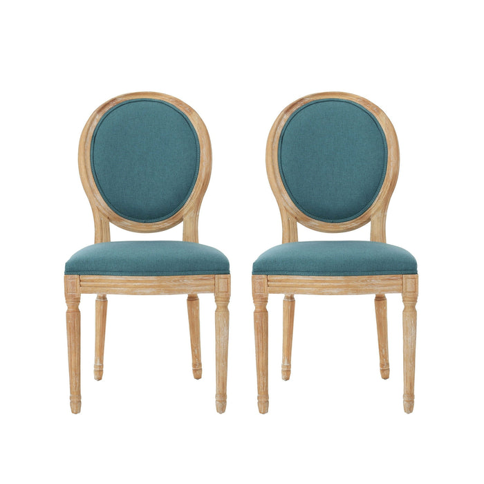 Christopher Knight Home Phinnaeus French Country Fabric Dining Chairs (Set of 2) by Side Chairs Dark Teal French Country, Traditional - new