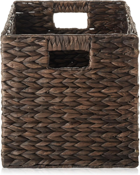 Casafield 10.5" x 10.5" Water Hyacinth Storage Baskets, Espresso - open_box