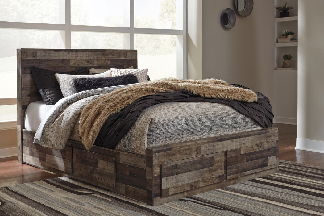 Derekson Multi Gray Derekson Queen Panel Bed with 6 Storage Drawers
