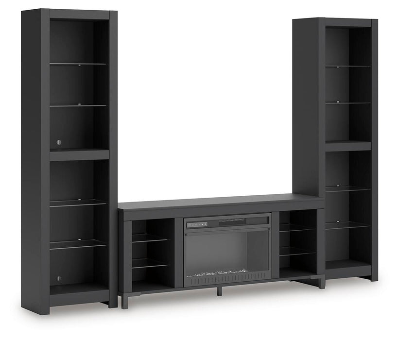 Cayberry Black Cayberry 3-Piece Entertainment Center with Electric Fireplace