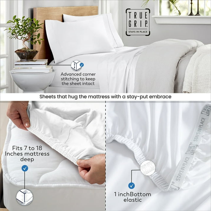 Purity Home Queen Bed Sheet Set - 100% Cotton Percale, 400 Thread Count - Cool, Crisp, Breathable & Durable 4-Piece - Ivory - new