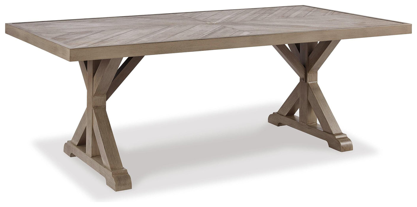 Beachcroft Beige RECT Dining Table w/UMB OPT