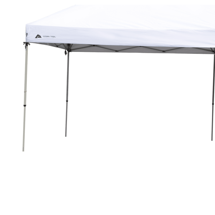 Ozark Trail 20x10 ft Straight Leg Pop Up Canopy Tent with Wheeled Bag – Outdoor Event Shelter, White - use_like_new