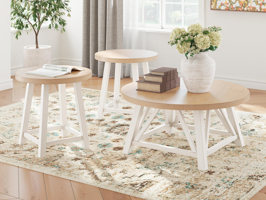 Fawndell Antique White/Brown Occasional Table Set (3/CN)