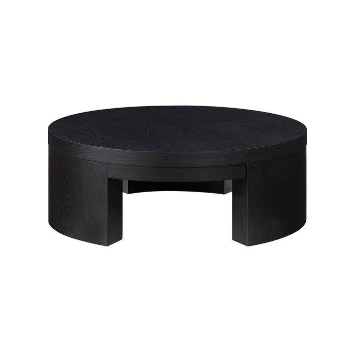 Beautiful Mod Round Coffee Table by Drew Barrymore, Black Wood Finish - new