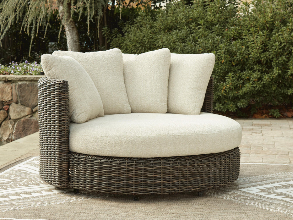 Kimora Beige/Dark Brown Swivel Lounge Chair w/Cushion