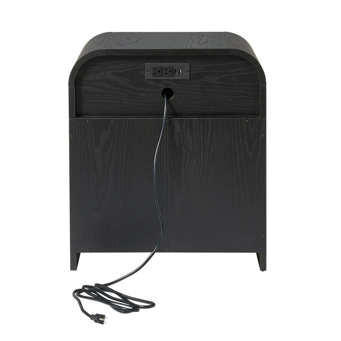 Better Homes & Gardens Juliet Nightstand with USB, Rich Black Finish - open_box