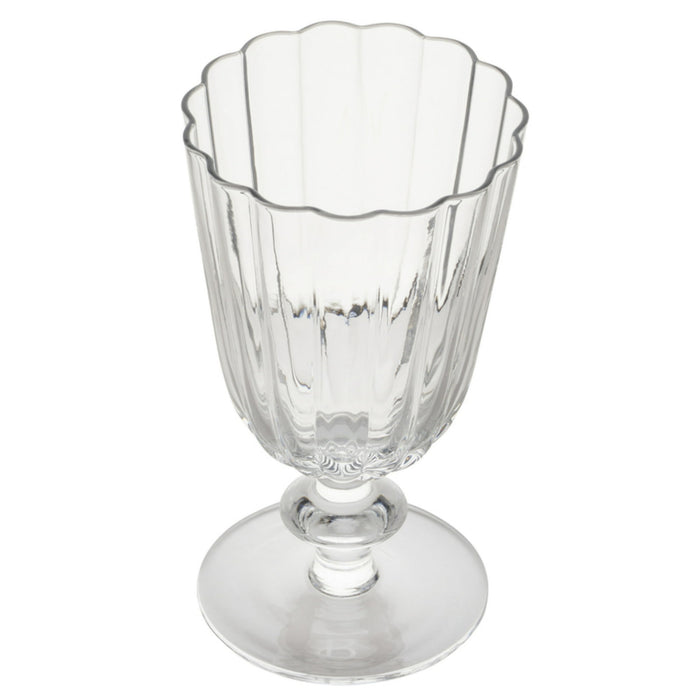 Beautiful Scallop Set of 4 Glass Goblet Clear by Drew Barrymore - new