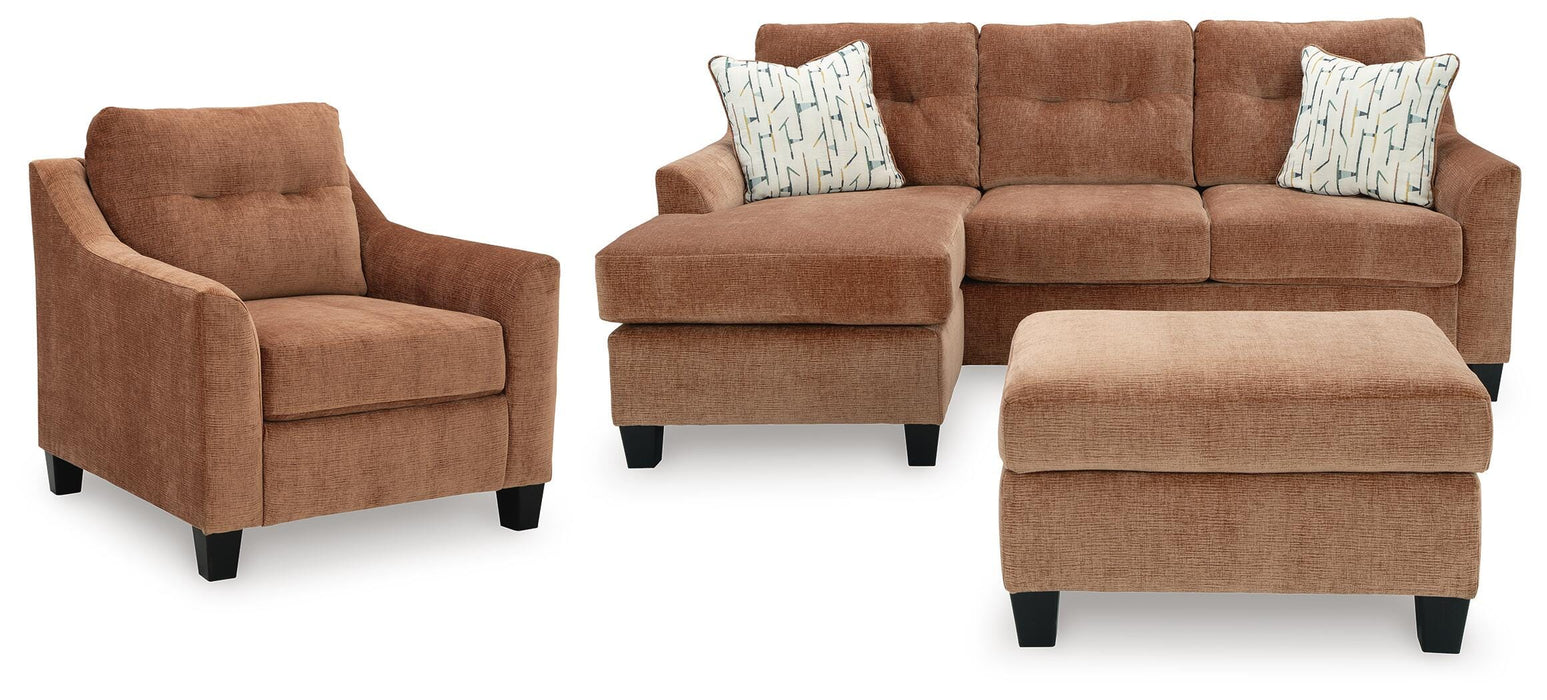 Amity Bay Clay Amity Bay Sofa Chaise, Chair, and Ottoman