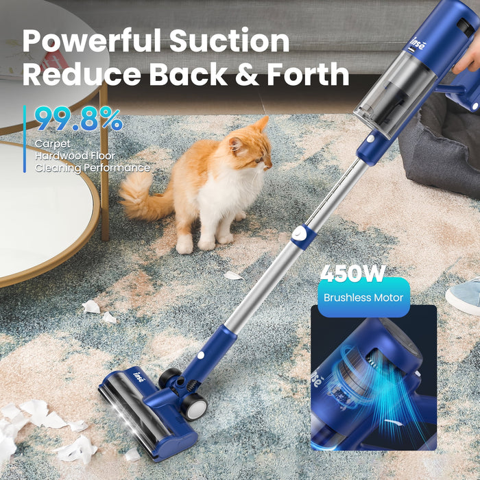 INSE Lightweight Cordless Vacuum with 30Kpa Powerful Suction & 60 Mins Runtime, Stick Vacuum for Carpet, Tile, Pet Hair, Hardwood Floors - new