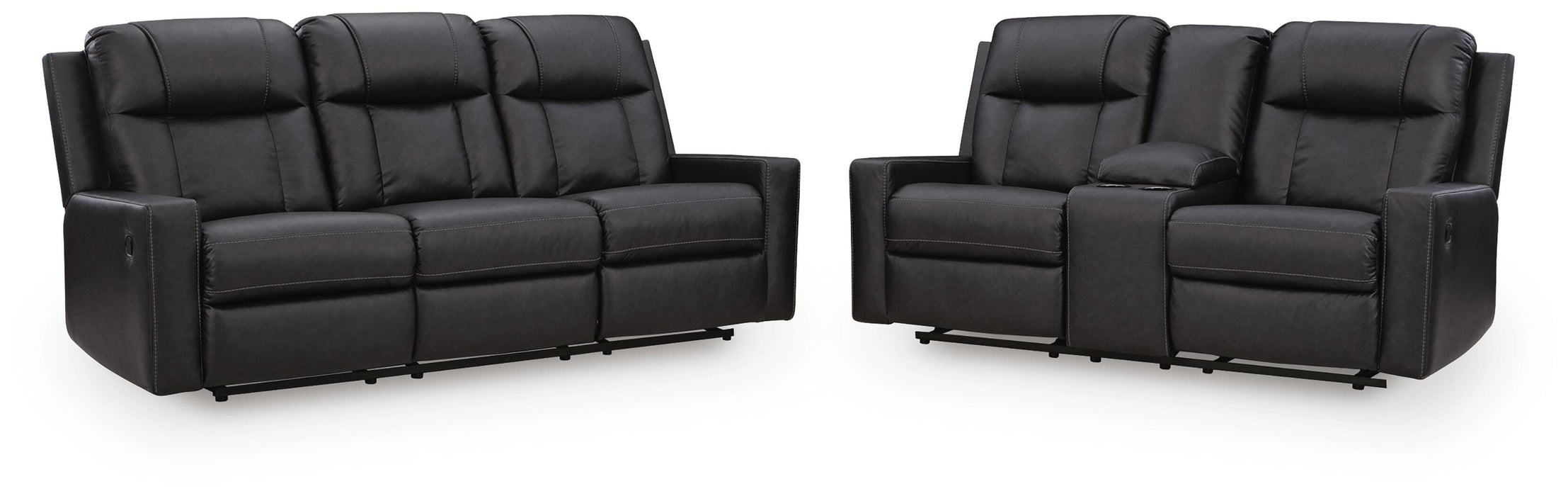 Mackmenville Carbon Mackmenville Reclining Sofa and Reclining Loveseat with Console