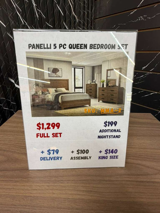 Panelli 5 Pc Queen Bedroom Set w/ Chest - new