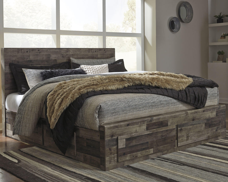 Derekson Multi Gray Derekson King Panel Bed with 4 Storage Drawers