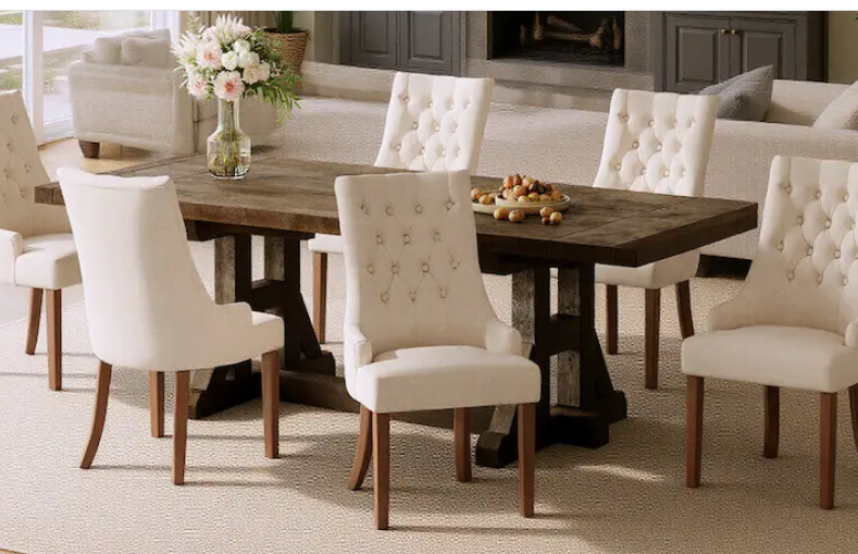 Pavilion Upholstered Dining Chairs Set of 2, Fabric Side Dining Room Chairs with Tufted Button - new