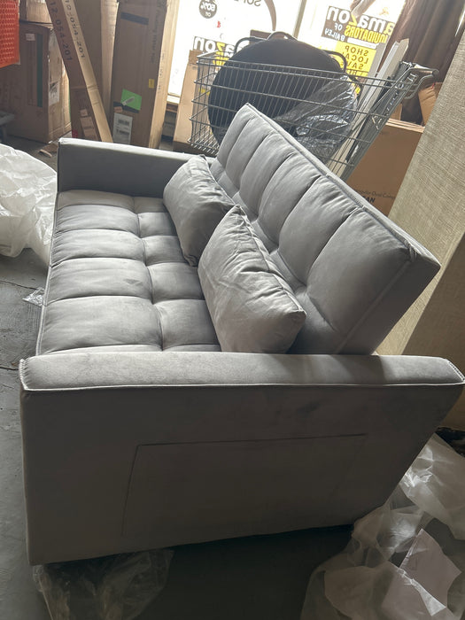 Rophefx 3-in-1 Pull Out Sofa Bed, Futon Sofa, Convertible Velvet Sleeper Chair Bed for Living Room, Light Grey - new