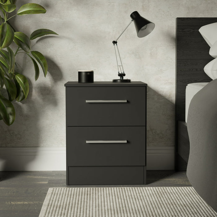 Set of 2 Kappesberg Jolyne 2-Drawer Nightstand, Modern Black Bedroom Storage - open_box
