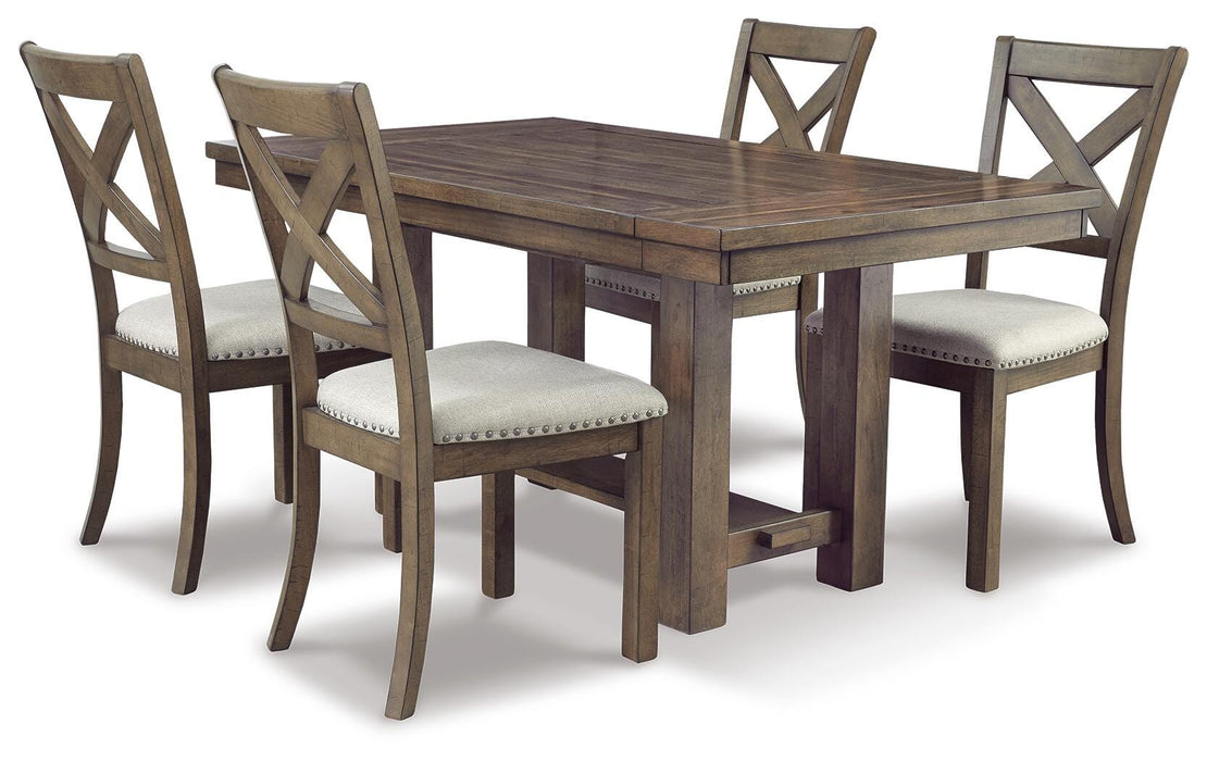 Moriville Grayish Brown Moriville Dining Table and 4 Chairs - Brand New
