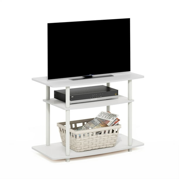 Furinno Turn-N-Tube No Tools 3-Tier TV Stands in White/White - new