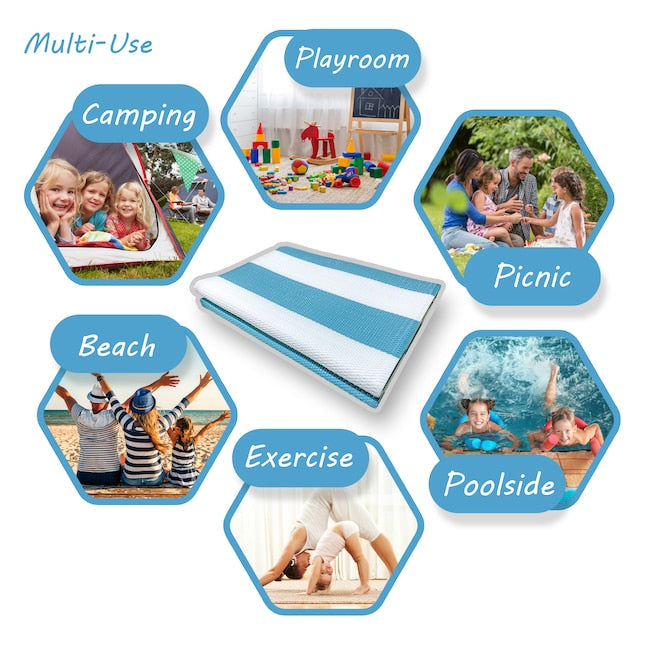 Tayse Luna 7 x 10 (ft) Flatweave Aqua Rectangular Outdoor Pet Friendly Area rug - new