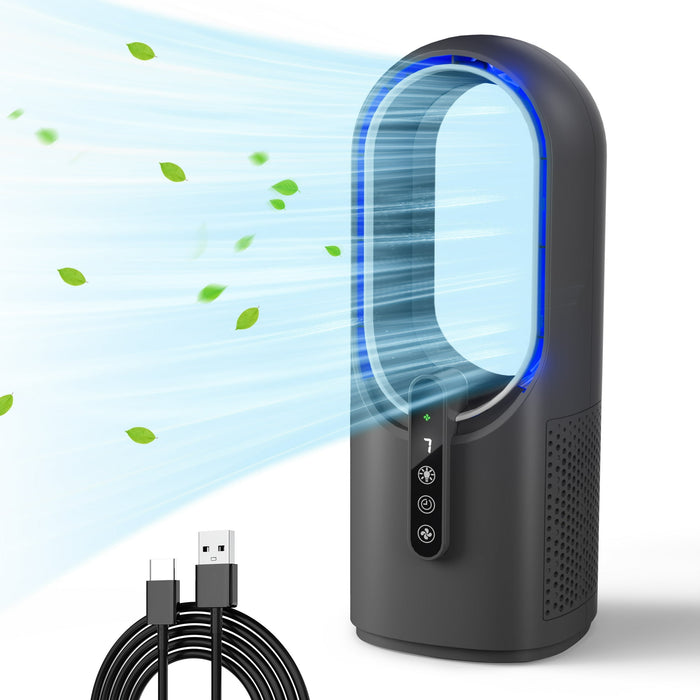 Better Homes & Gardens Bladeless Cooling Fan with LED Light, Quiet Desk Fan 3 Speeds, Portable Touch Control for Office Home - new