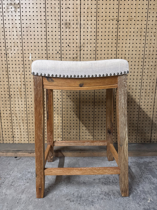 Linon Claridge Bar Stool Natural Padded Seat Acacia Wood Frame in Rustic Brown - new