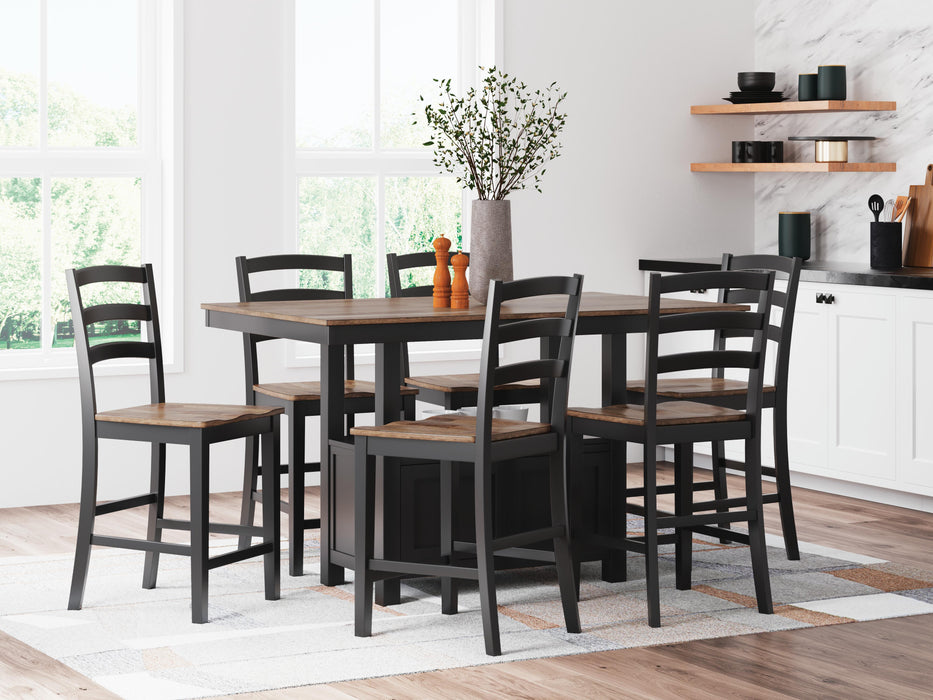 Wildenauer Brown/Black Wildenauer Counter Height Dining Table and 6 Barstools