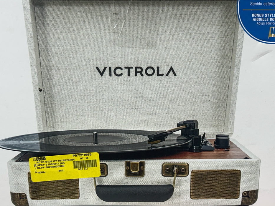 Victrola Venture Bluetooth Portable Mid-Century Modern Suitcase Record Player with 3-Speed Turntable & Built-in Speakers | Oak - new