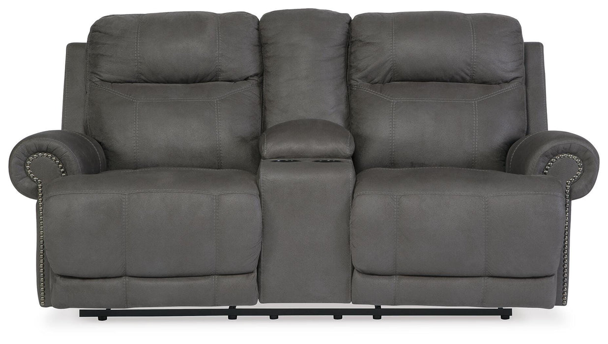 Austere Gray DBL Rec Loveseat w/Console