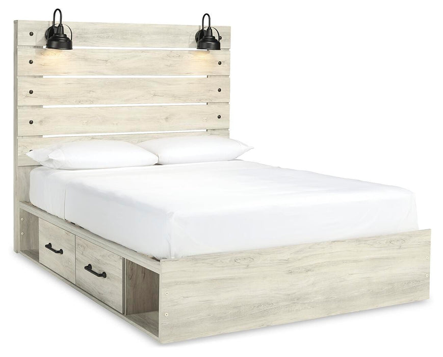 Cambeck Whitewash Cambeck Queen Panel Bed with 2 Storage Drawers