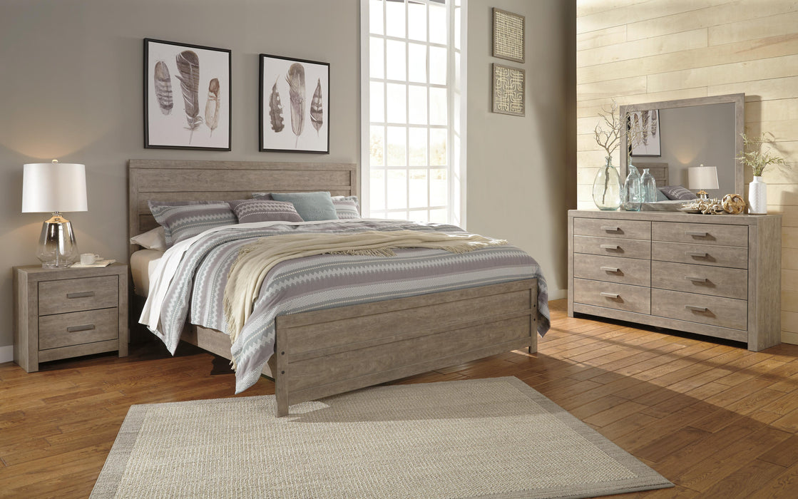 Culverbach Gray Culverbach King Panel Bed with Mirrored Dresser