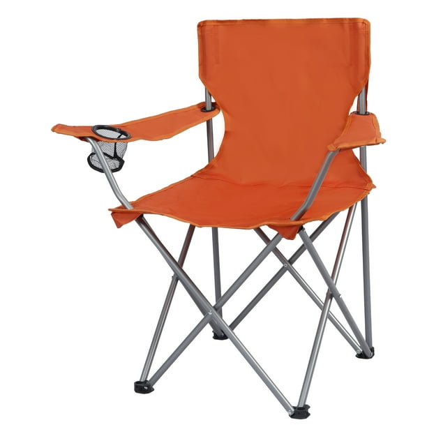Ozark Trail Folding Camp Chair with Cup Holder – Lightweight, Portable Outdoor Chair for Camping, Tailgating & Sports – Orange Crush - new