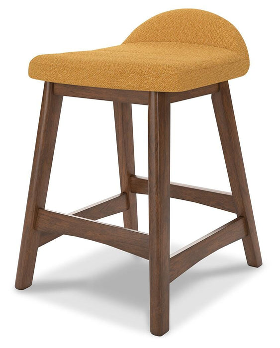 Lyncott Mustard/Brown Lyncott Counter Height Bar Stool