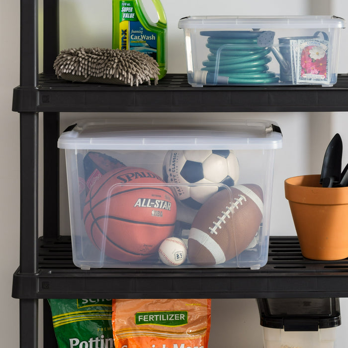 IRIS 60 Qt. Plastic Storage Bins with Lids, Clear, Latching, Stackable, Totes 3Pk - open_box