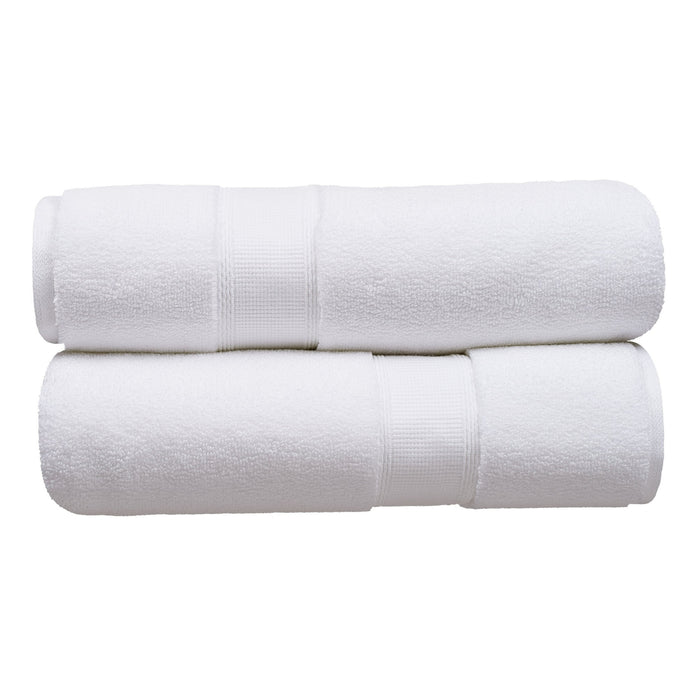 Hotel Style 58”L x 30”W Egyptian Cotton Bath Towels, Arctic White, 2 Pack - new