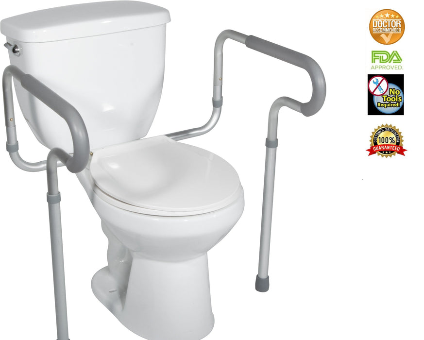HEALTHLINE Toilet Safety Frame, Bathroom Safety Rail with Toilet Seat Assist Handrail Grab Bar, Medical Supply for Elderly, Adjustable Legs and Arm - open_box
