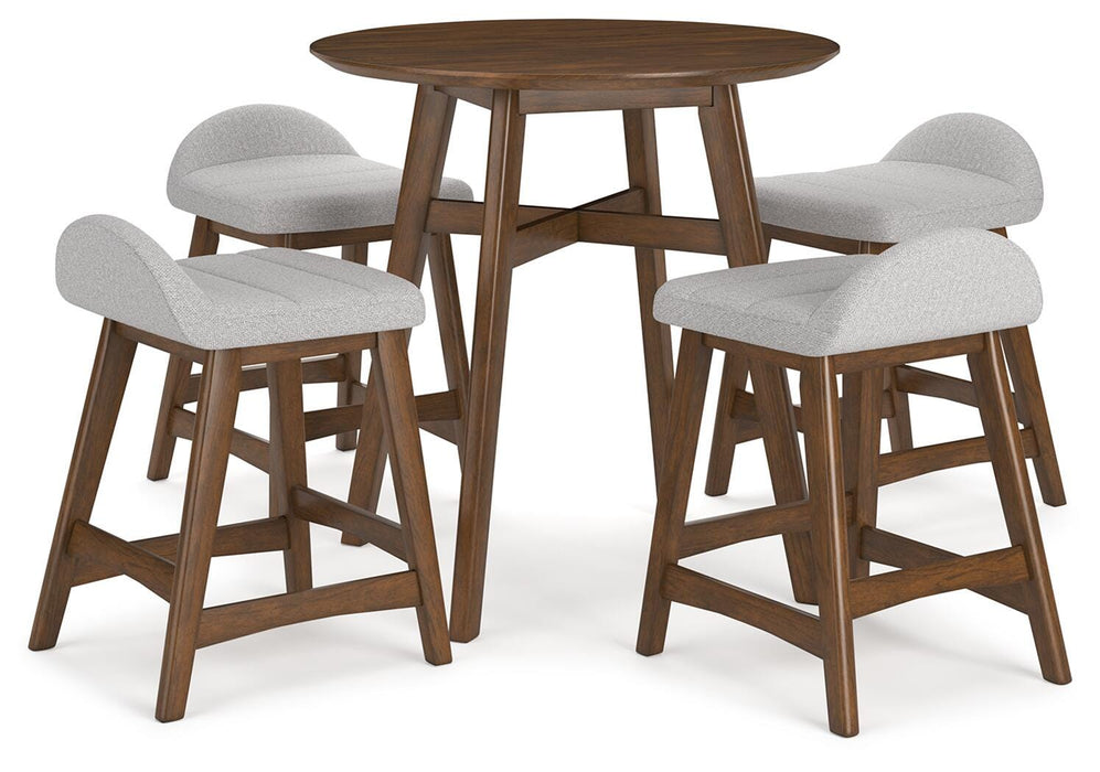 Lyncott Light Gray/Brown Lyncott Counter Height Dining Table and 4 Barstools