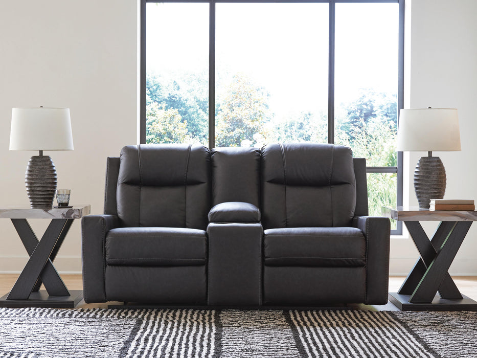 Mackmenville Carbon Mackmenville Reclining Loveseat with Console