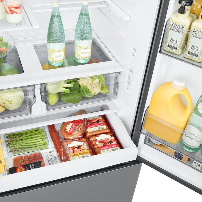 Samsung - 27 cu. ft. 3-Door French Door Counter Depth Smart Refrigerator with Dual Auto Ice Maker - Stainless Steel - display_model