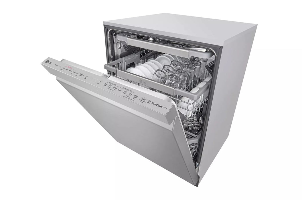 LG - 24" Top Control Smart Built-In Tub Dishwasher with 3rd Rack, QuadWash and 44db - Stainless Steel - open_box